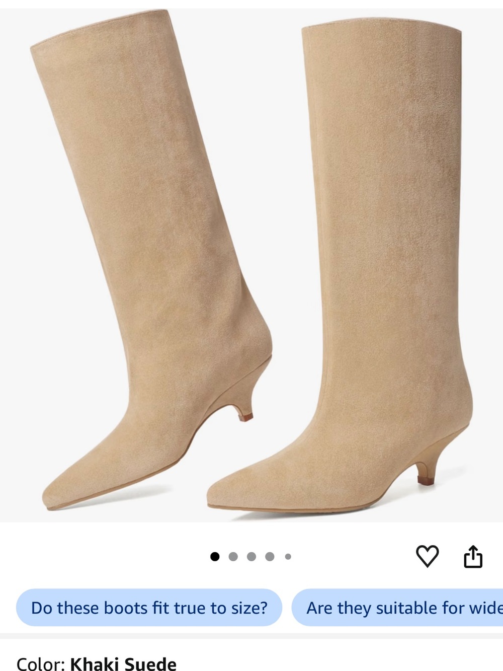 NEW Vivianly Khaki Suede Knee High Kitten Heel Boots Size 8.5